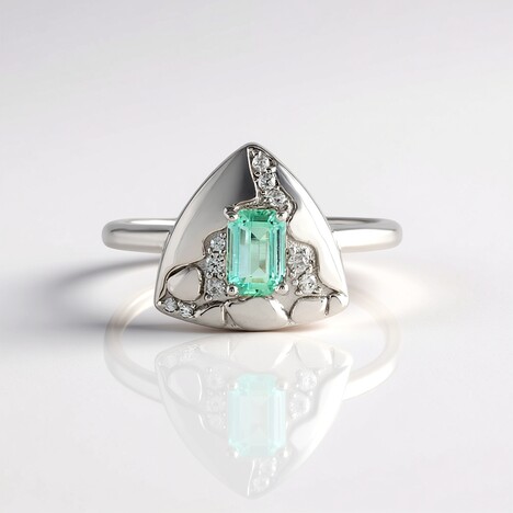 Bague en argent et Émeraude de couleur Paraiba (SAELOCANA)