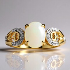 Anello in oro con Opale Bianco Brasiliano
