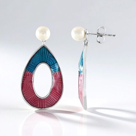 Orecchini in argento con Perla d'Acqua Dolce Bianca (Adela Silber)