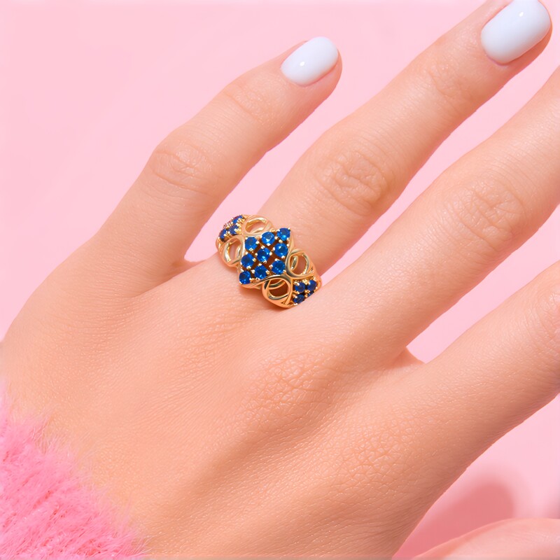 Anello in oro con Apatite Blu Neon Goias (Rifkind 1894 Collection)