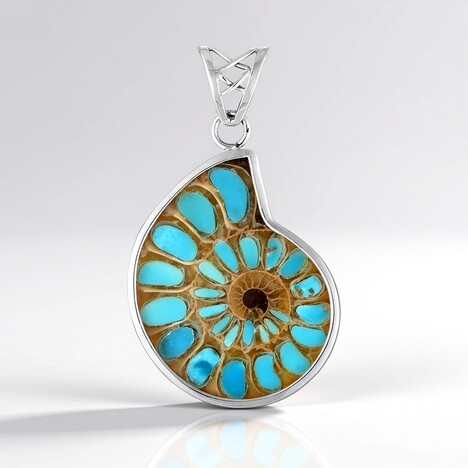 Ciondolo in argento con Ammonite (Bali Barong)