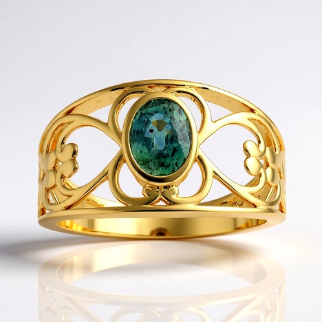 Anello in argento con Zaffiro Petrolio