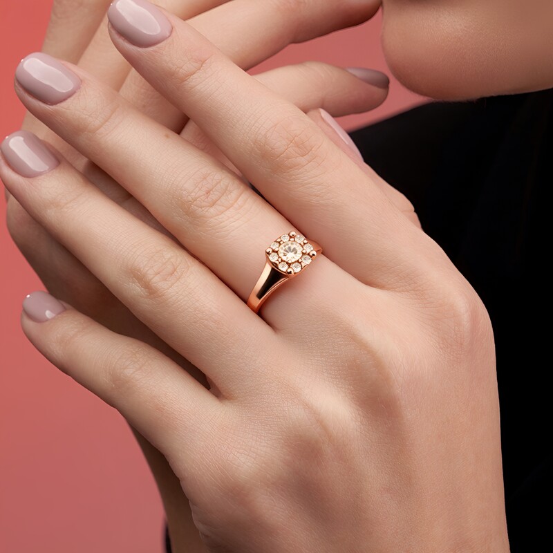 14K VS1 Argyle Rose De France Diamond Gold Ring (Annette)