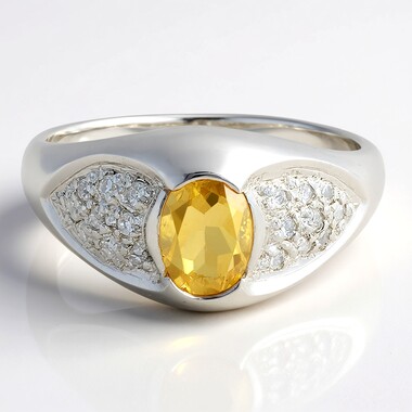 Champagner-Quarz-Silberring