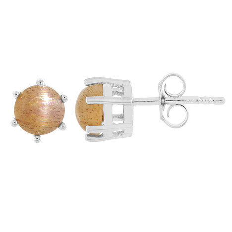 Sonnenstein-Katzenauge-Silberohrringe