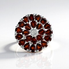 Anello in argento con Granato Mozambico