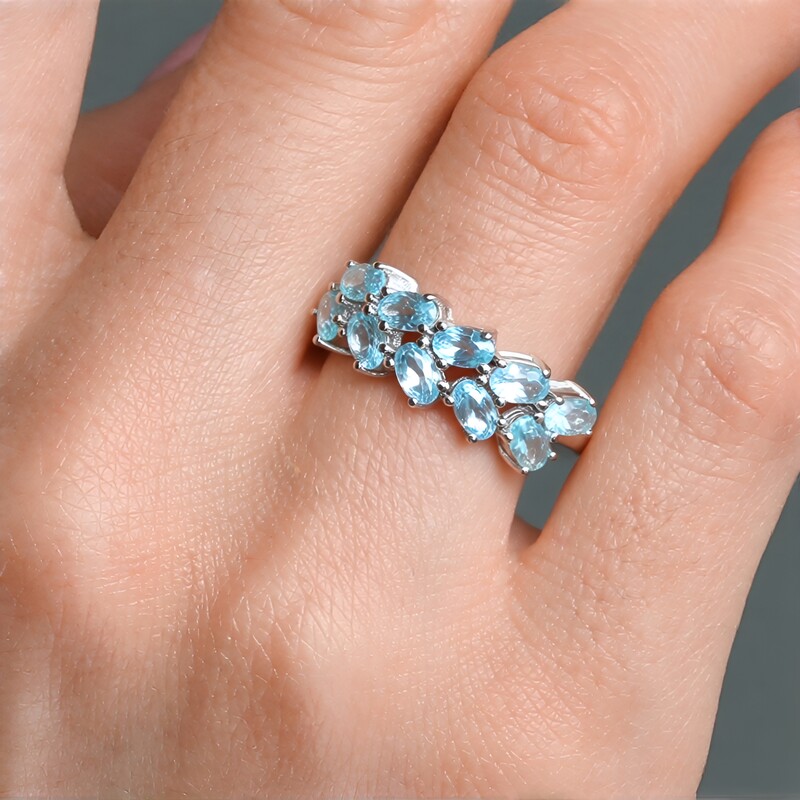 Blauer Apatit-Silberring