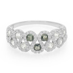 Zilveren ring met Onverhitte Groene Saffieren