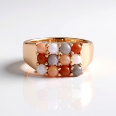 Anello in argento con Pietra di Luna Bianca (KM by Juwelo)