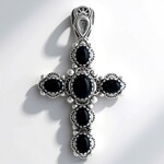 Ciondolo in argento con Agata Nera (Desert Chic)