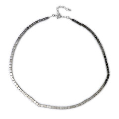 Collar en plata con Hematitas plateadas