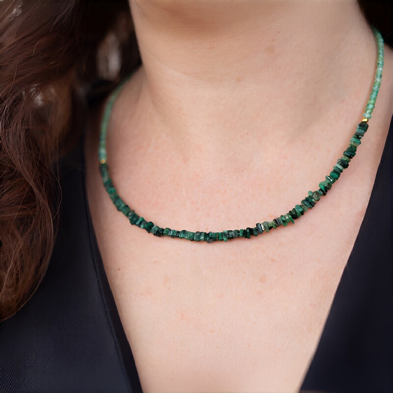 Sambia-Smaragd-Silberhalskette