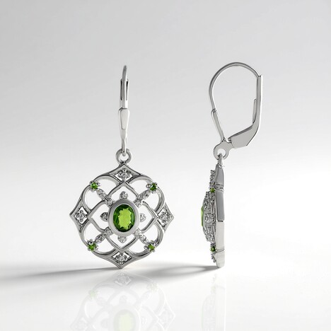 Orecchini in argento con Diopside Russo