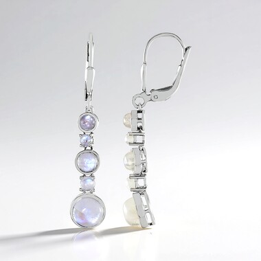Orecchini in argento con Pietra di Luna Blu (KM by Juwelo)