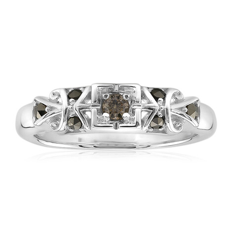 Anello in argento con Diamante Rose de France SI1 di Argyle (Annette classic)