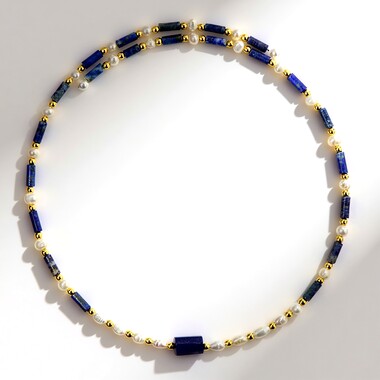 Choker ze stali - Lapis lazuli (Riya)
