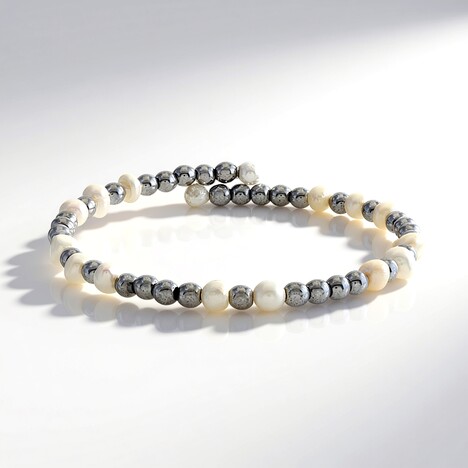 Bracciale in acciaio con Ematite Argentata (Riya)