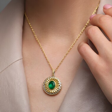 Zambian Emerald Silver Necklace (Gems en Vogue)