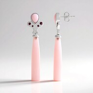 Zilveren oorbellen met roze chalcedonen (KM by Juwelo)