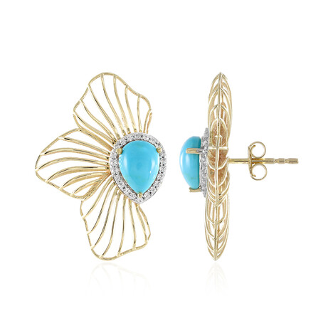 Boucles d'oreilles en or et Turquoise Sleeping Beauty (Ornaments by de Melo)