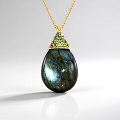 Collana in argento con Labradorite Verde Maniry (KM by Juwelo)