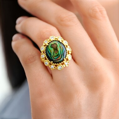 Abalone-Muschel-Silberring (Art of Nature)