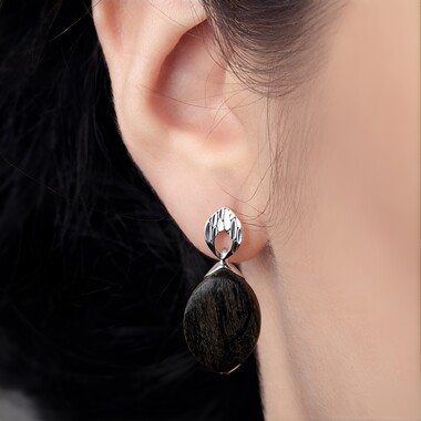 Pendientes en plata con Roble palustre (dagen)