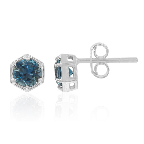 Londonblauer Topas-Silberohrringe