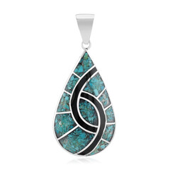 Zilveren hanger met blauwe Kingman Mohave koper turkooisen (Jones Lee)