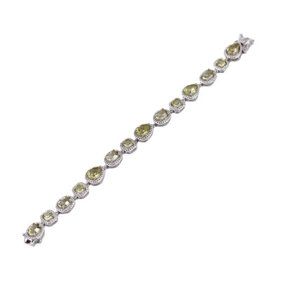 Brazalete en plata con Cuarzo del Ouro Verde