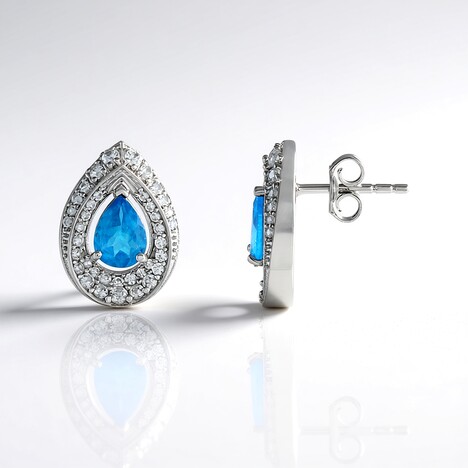 Orecchini in argento con Apatite Blu Neon