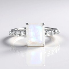 Anello in argento con Pietra di Luna Arcobaleno