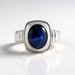 Zilveren ring met een blauwe ster saffier (de Melo Essence)