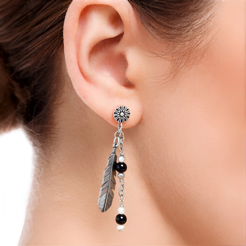 Black Onyx Silver Earrings (Desert Chic)