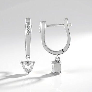 Boucles d'oreilles en argent et Topaze blanche