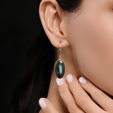 Pendientes en plata con Labradorita verde de Maniry (KM by Juwelo)