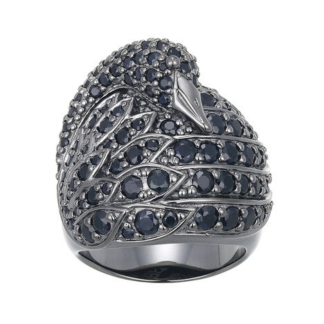 Schwarzer Saphir-Silberring (Adela Silber)