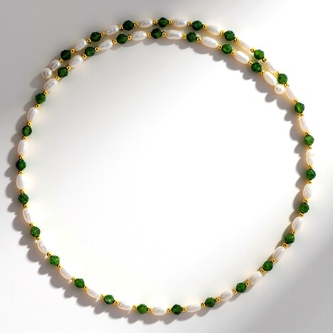 Collana rigida in acciaio con Diopside Russo (Riya)