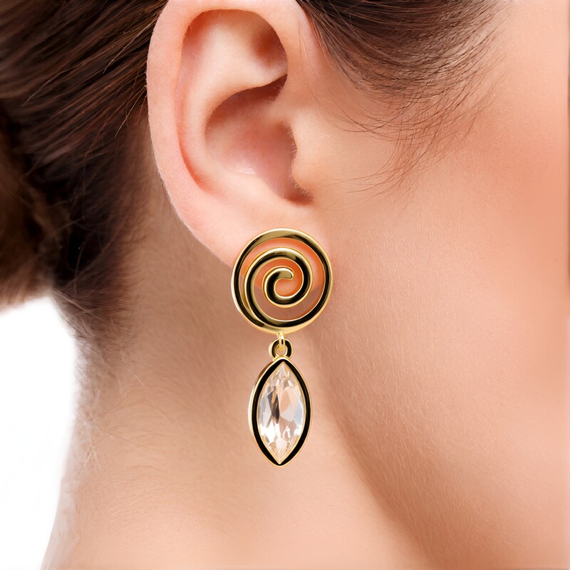 Weißer Saphir-Goldohrringe (Adela Gold)