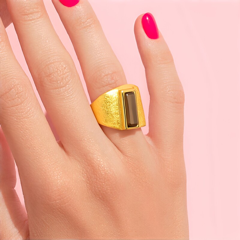 Bague en argent et Quartz fumé (MONOSONO COLLECTION)