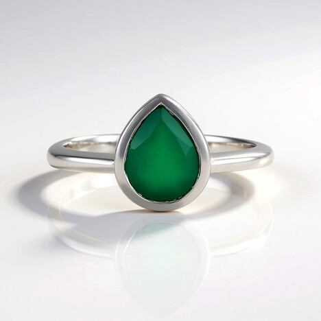 Anello in argento con Onice Verde