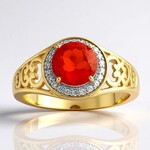 Anello in oro con Opale di Fuoco Messicano AAA