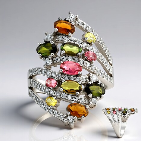 Anello in argento con Tormalina Rosa Brasiliana