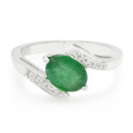 Anello placcato in platino con Smeraldo Bahia