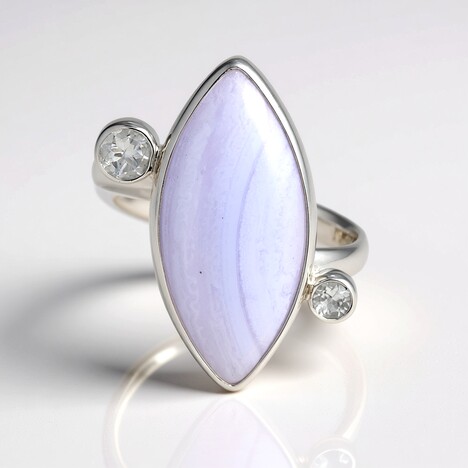 Anello in argento con Agata Lace Blu (Bali Barong)