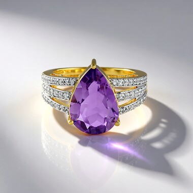 Bague en argent et Améthyste Rose de France