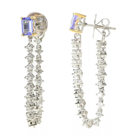 Zilveren oorbellen met tanzanieten (Gems en Vogue)