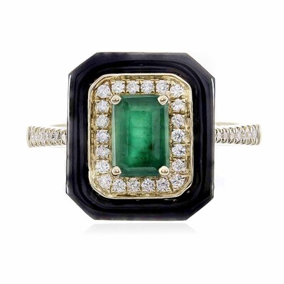Gouden ring met een zwarte onyx (CIRARI)