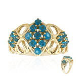Anello in oro con Apatite Blu Neon Goias (Rifkind 1894 Collection)