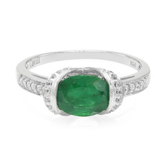 Zilveren ring met een Bahia-smaragd